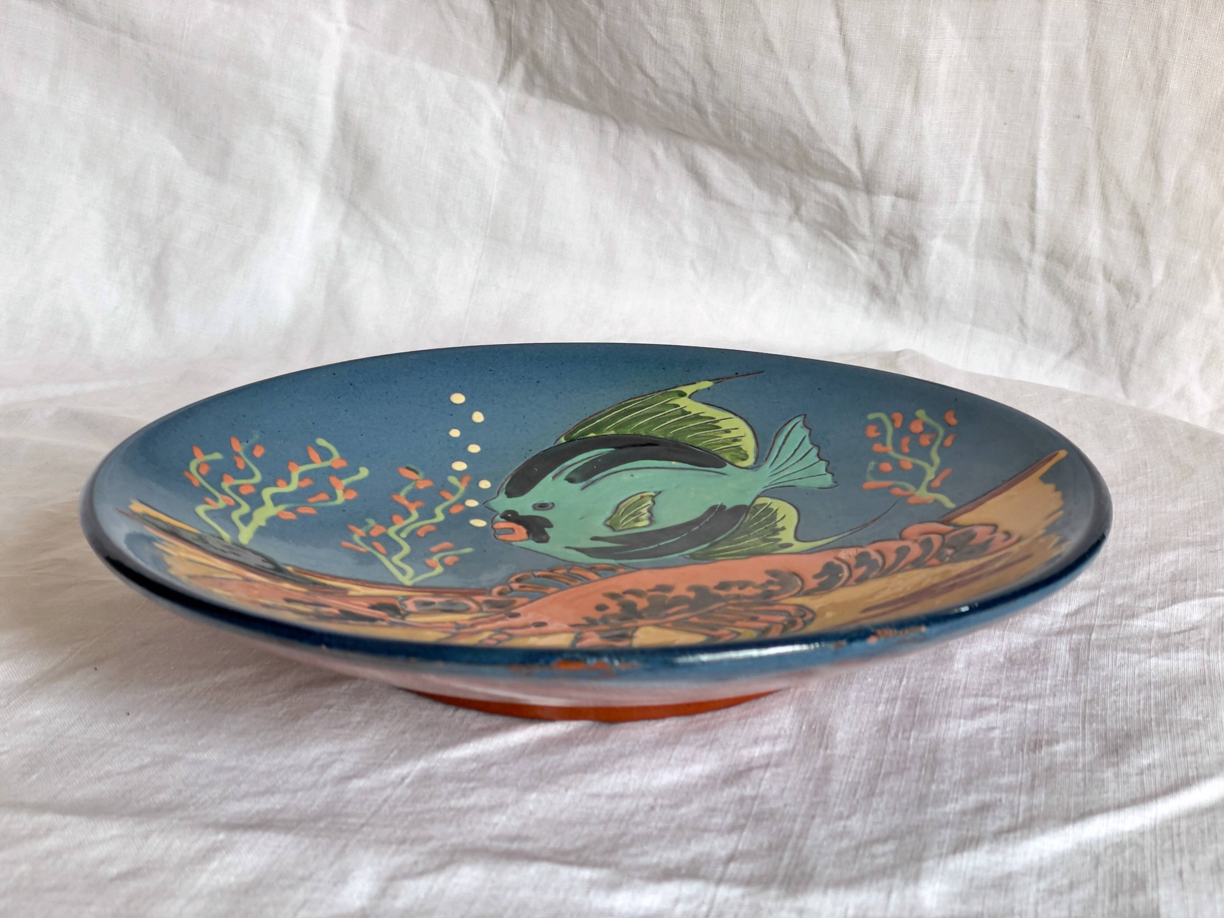 Lluís Puigdemont handcrafted dish -unsigned- 1960s in glazed ceramic