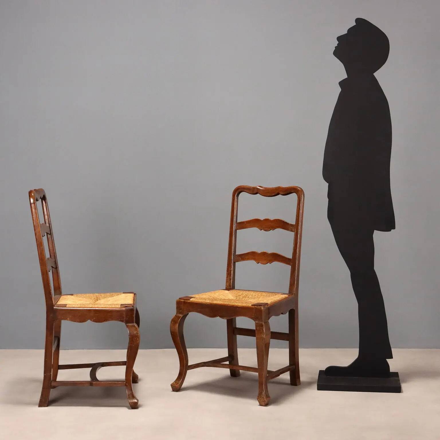 Antique walnut chairs from Italy, 20th century.
