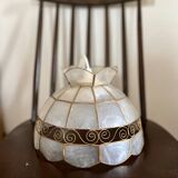 Pendant lamp in mother-of-pearl and vintage brass
