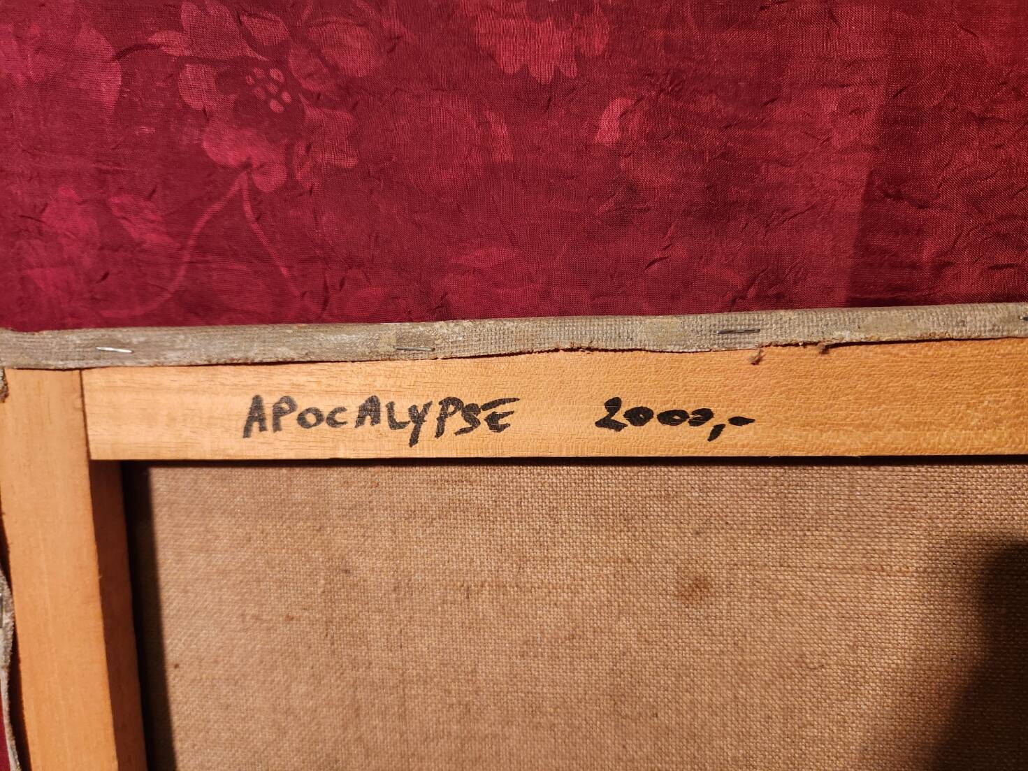 Abstract painting Mixed technique oil on canvas and collage Apocalypse