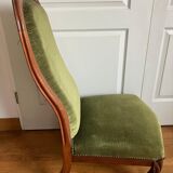 Green velvet armchair