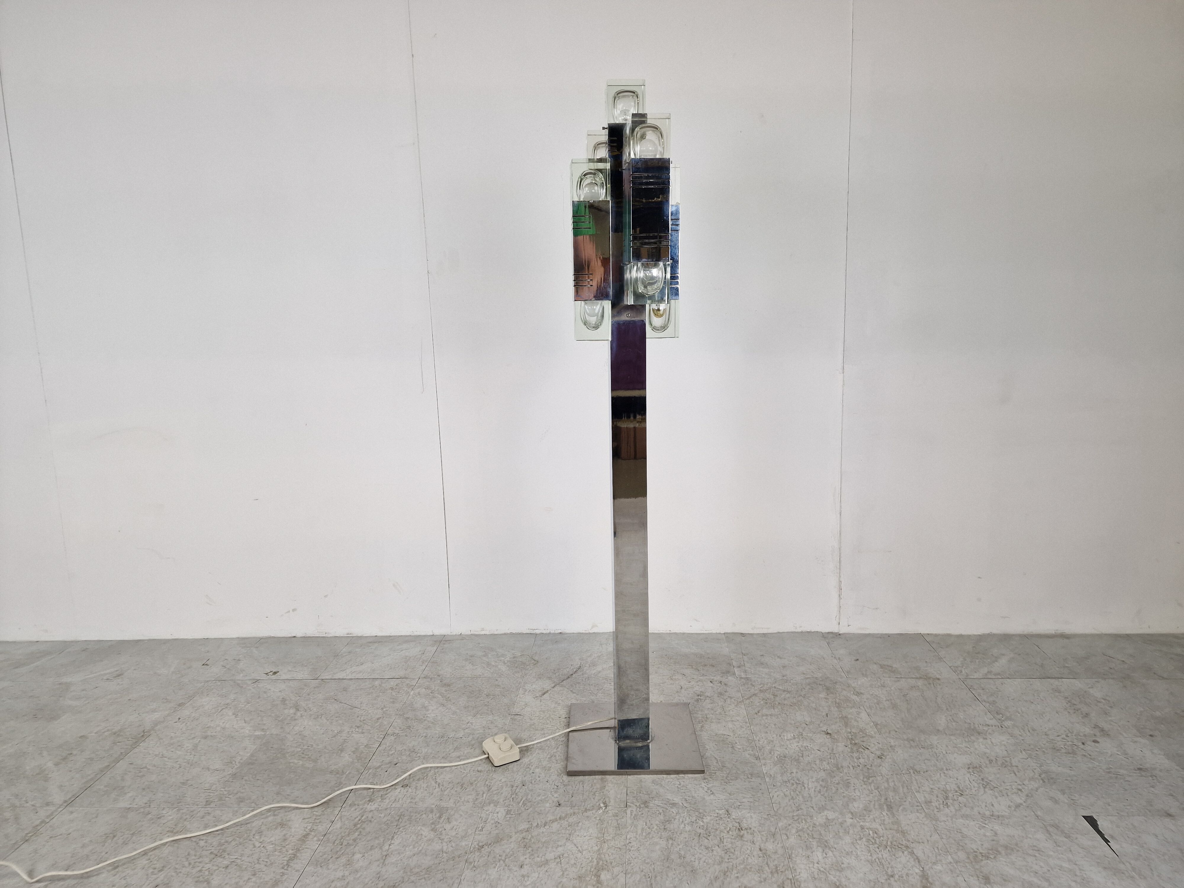Vintage cubic floor lamp by Gaetano Sciolari, 1970s