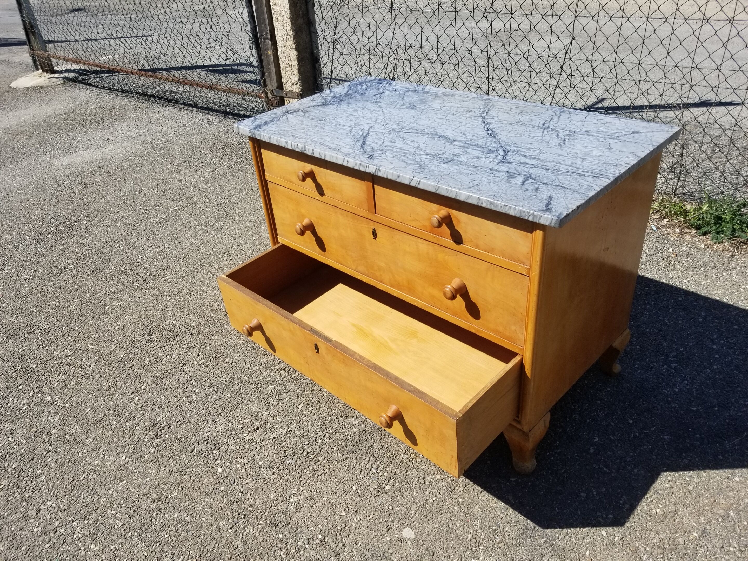 Chippendale English Commodity with Grey Marble Plateau - 50s