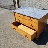 Chippendale English Commodity with Grey Marble Plateau - 50s