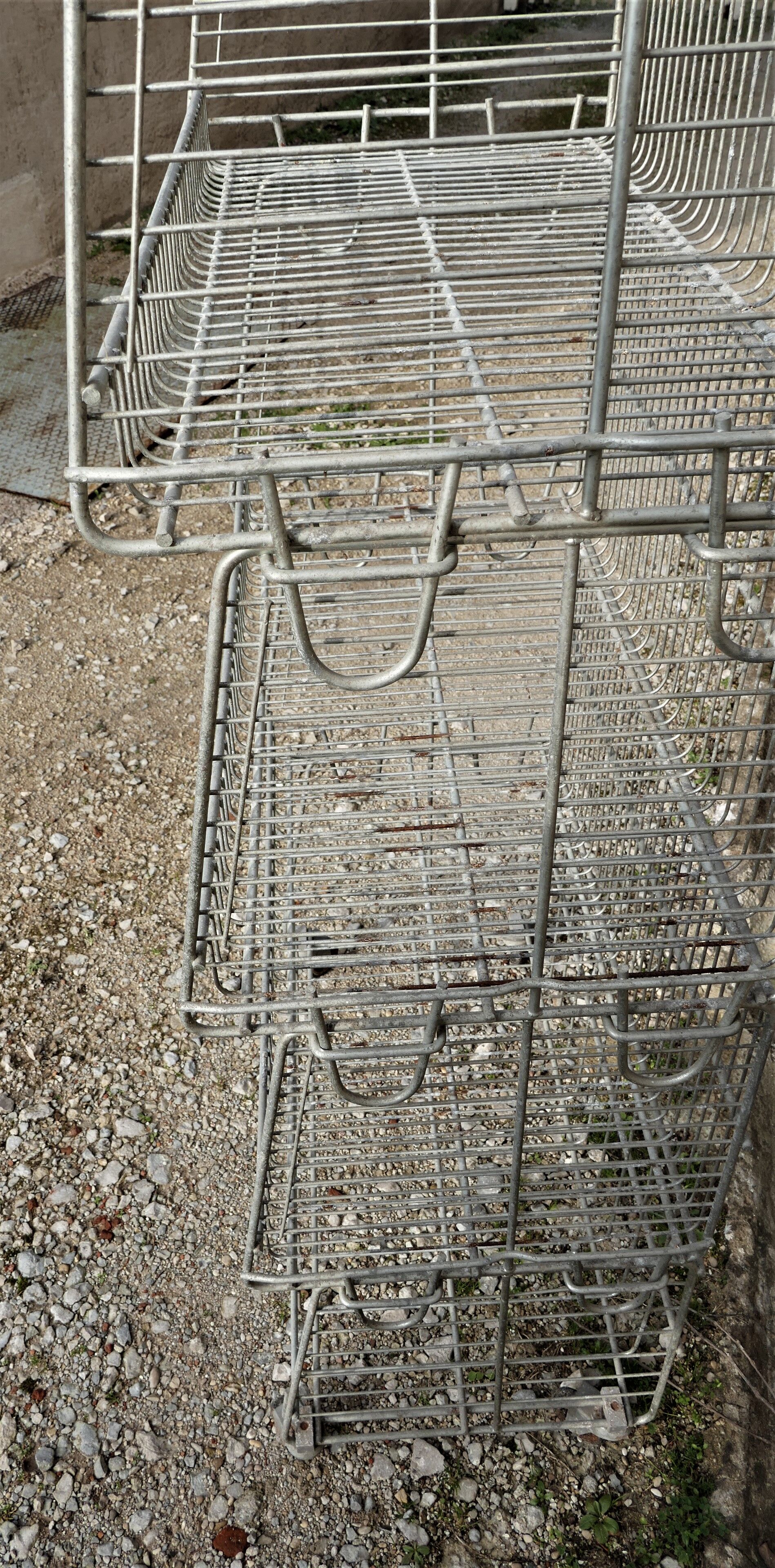 Rolling vintage store metal shelf