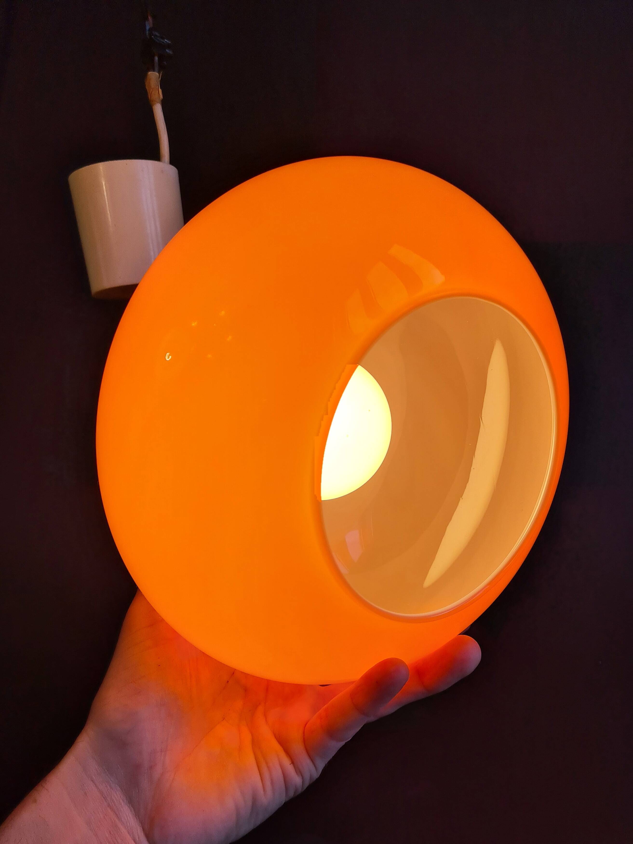 Vintage sixties orange glass pendant light