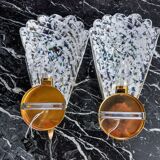 Pair of frosted leaf wall lights, Murano glass, Italy, 1970