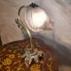 Art Nouveau bronze petal lamp with molded glass 28x34