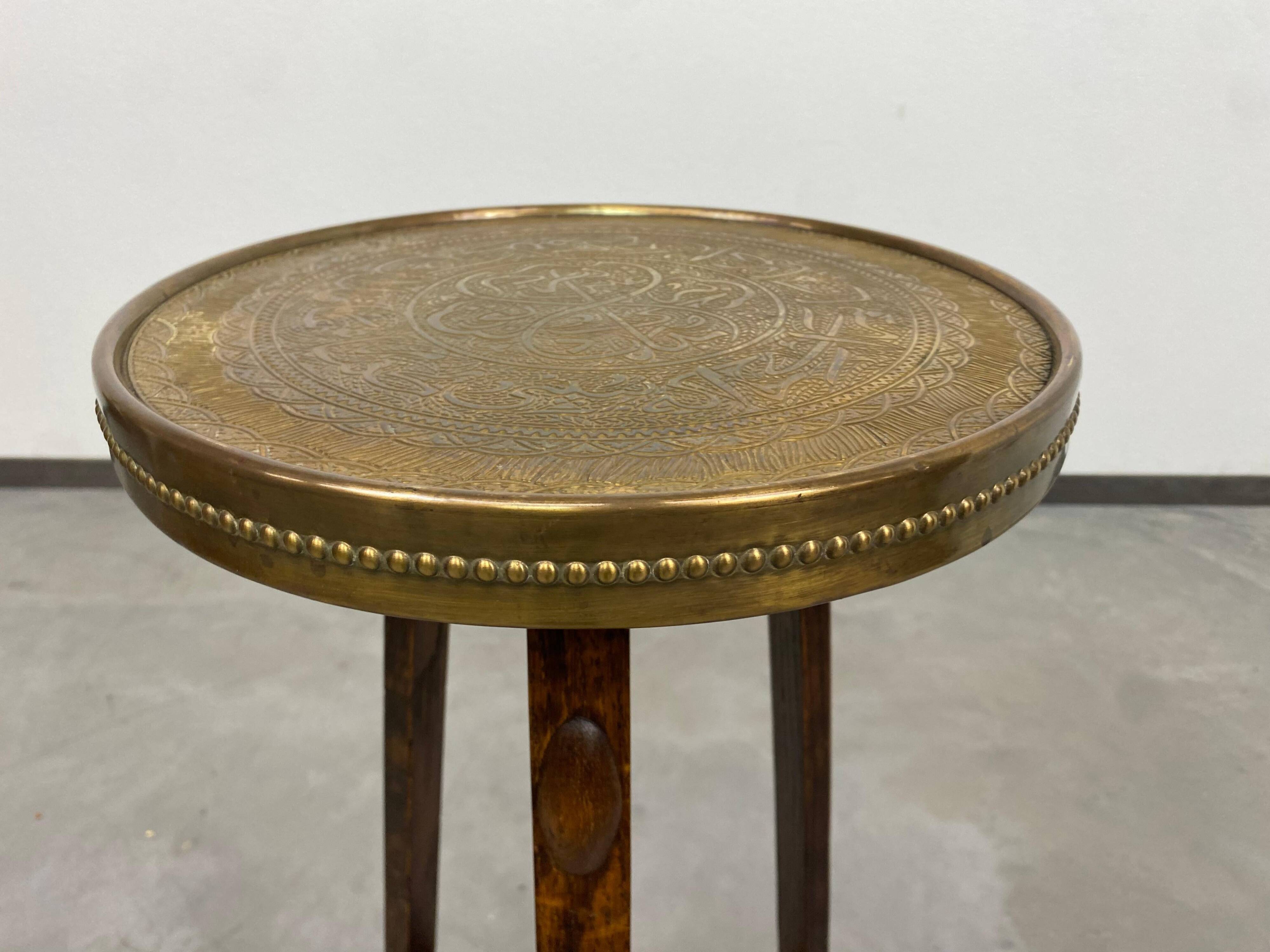 Side table in Jugendstil with a brass top by Joseph Maria Olbrich