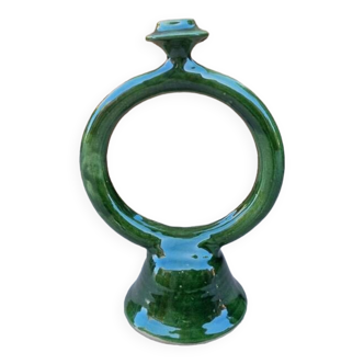 Tamegroute candle holder, Handmade ceramic enameled pottery, Authentic craftsmanship