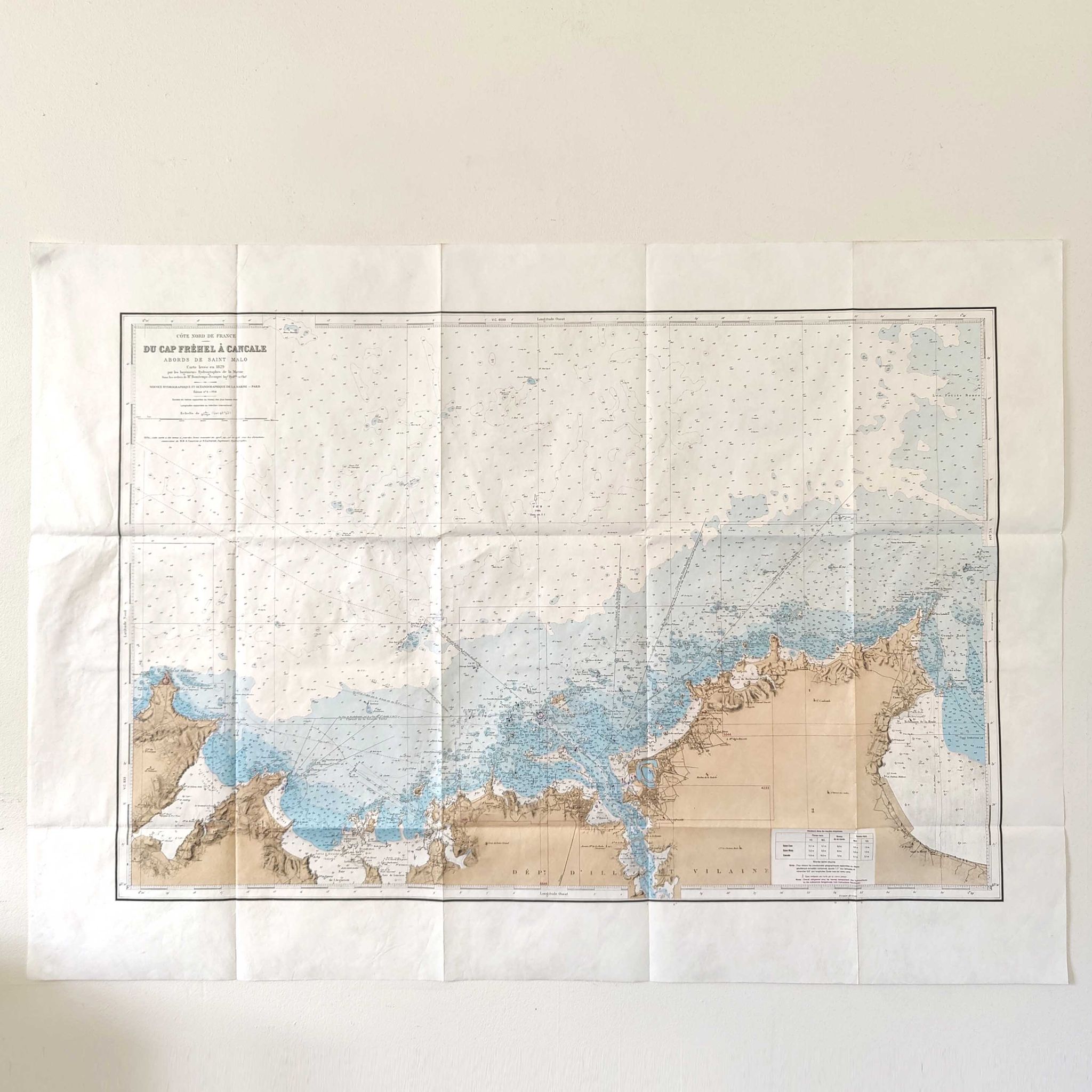 Ancient map Brittany St Malo Dinard and its surroundings 105 x 75cm