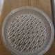Antique ceiling light, large holophane glass style, fully restored.