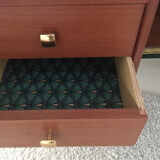 Vintage Scandinavian buffet with wooden compass feet and brass