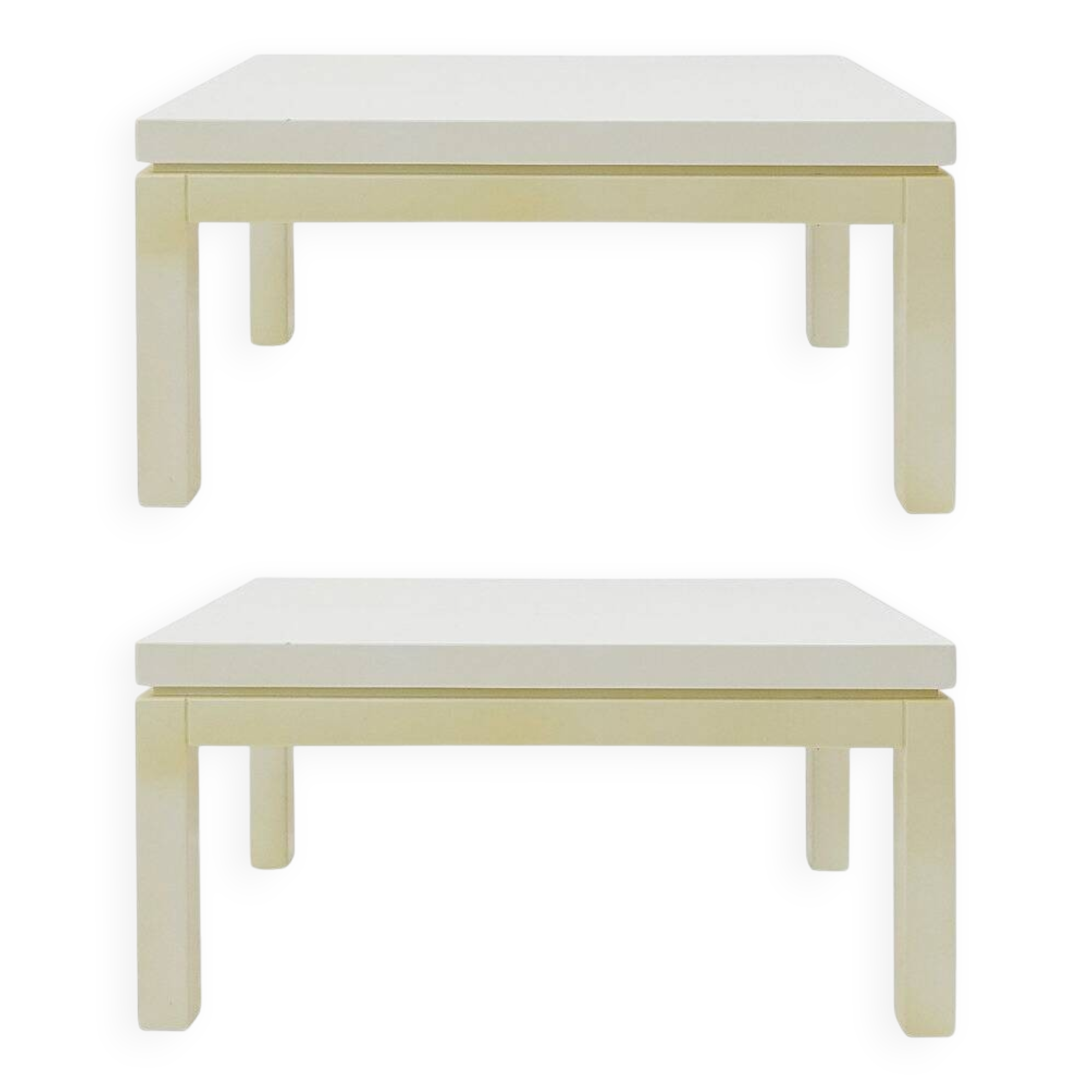 Pair of Cream White Lacquered end/side tables - 1980s