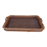 Vintage seventies rattan and formica tray
