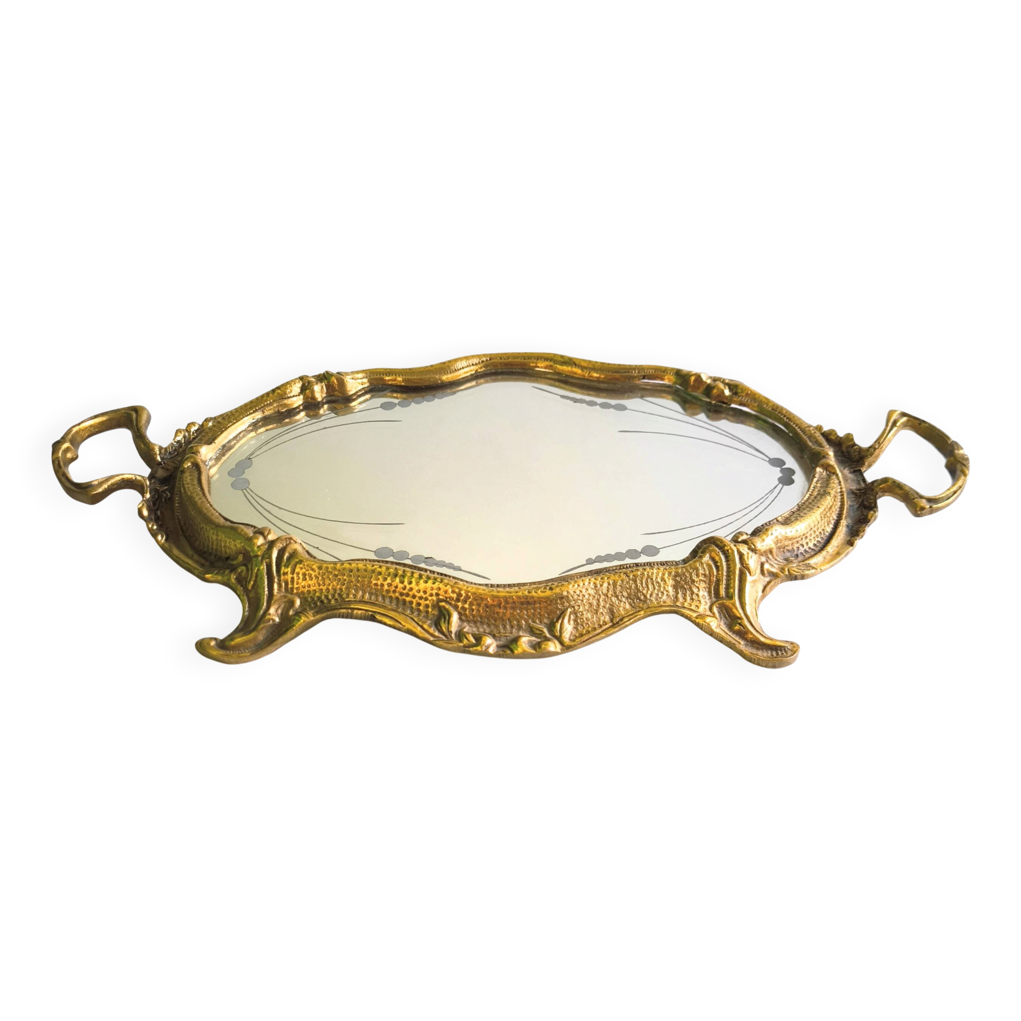 French bronze tray in Louis XV style with design
