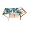 Vintage bamboo/rotin jungle style coffee table with built-in magazine holder