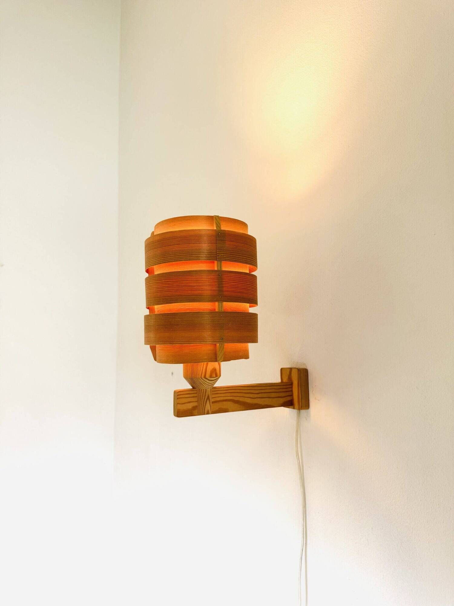 Mounted Pine Veneer Wall Lamp By Hans-Agne Jakobsson For Markaryd, Sweden 1960S