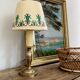Brass lamp, 2 M new fabric cable, painted lampshade