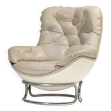 Fauteuil en cuir Karaté Michel Cadestin, 1970s