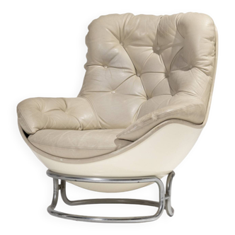 Fauteuil en cuir Karaté Michel Cadestin, 1970s