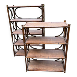 Old bookcase / bamboo shelf / dark rattan h 100 cm