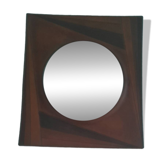 Vintage leather wall mirror
