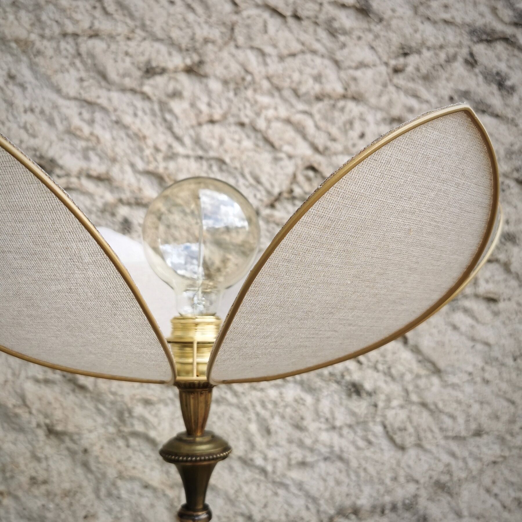 Brass foot floor lamp and petal flower lampshade