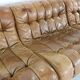 70s living room set in cognac brown leather with black wenge wood frame