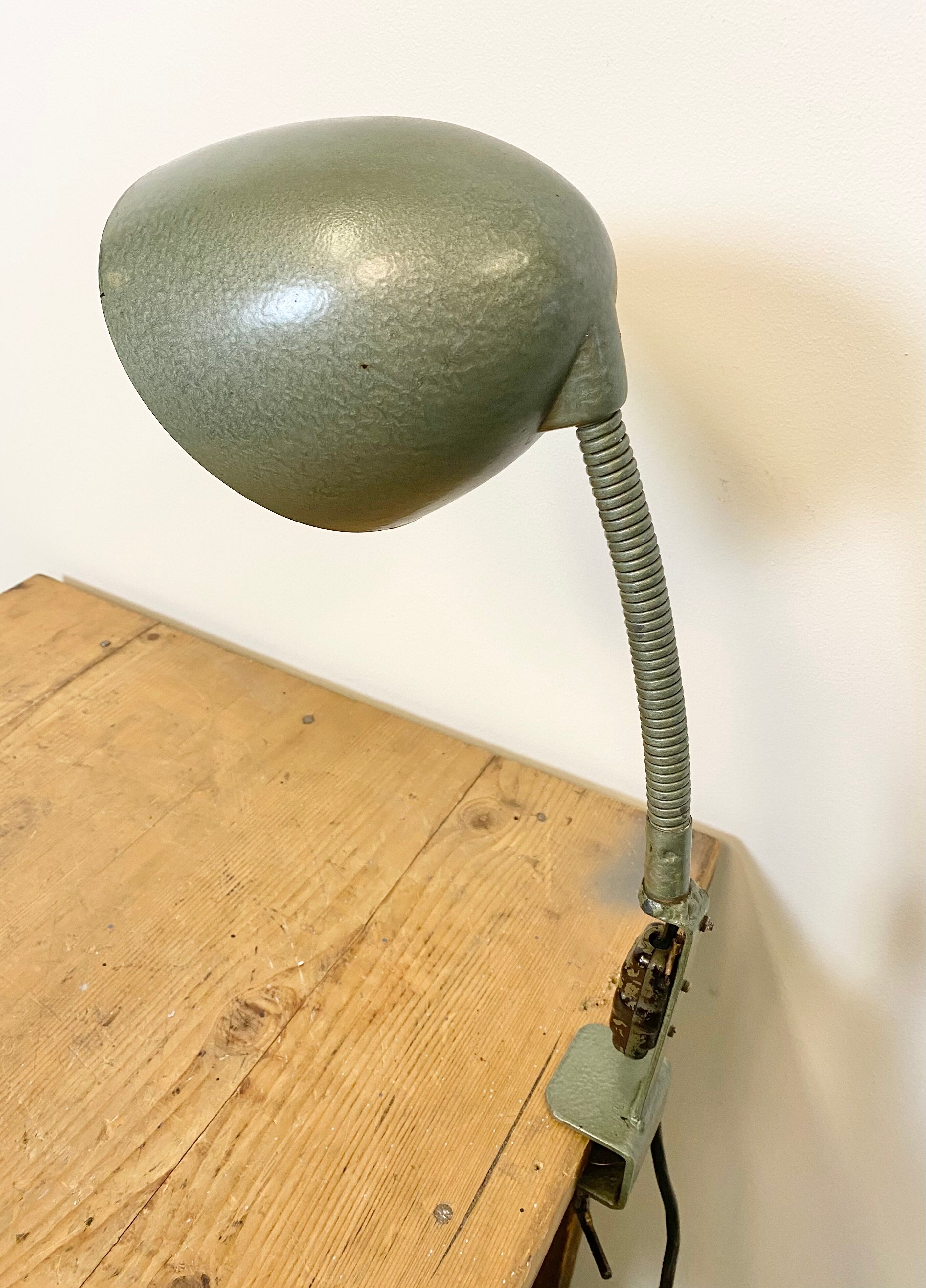 Green Industrial Bakelite Gooseneck Table Lamp, 1960s