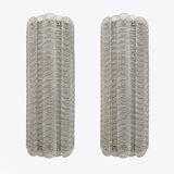 Pair of Mid-century Modern Style Italian Murano Glass Sconces "Reticello"