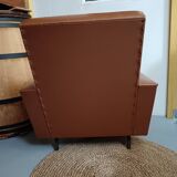 Fauteuil en skaï marron