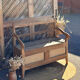 Antique oak solid wood bank with caning.