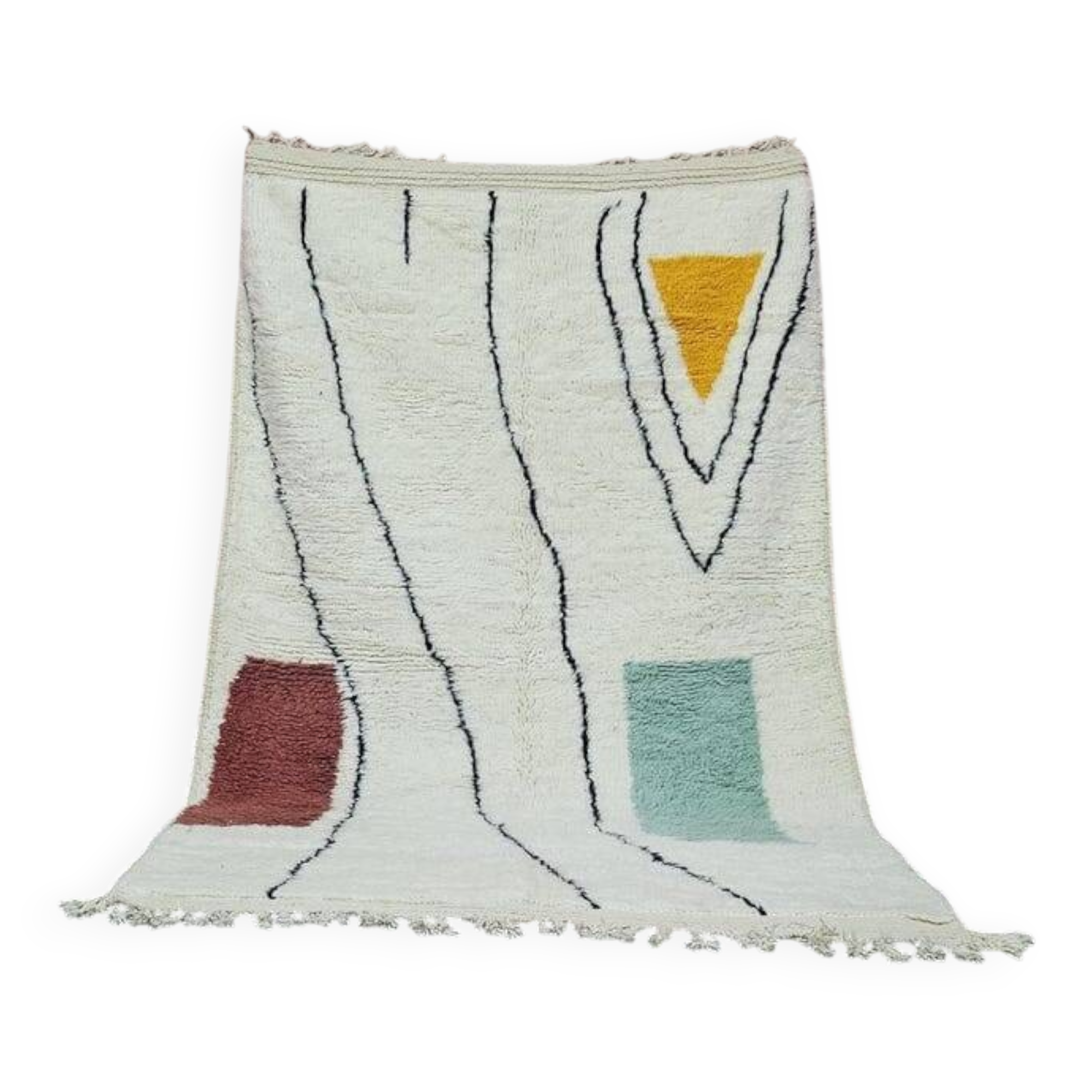 Handmade wool beni ouraine rug