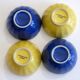 4 afibel blue and yellow porcelain bowls