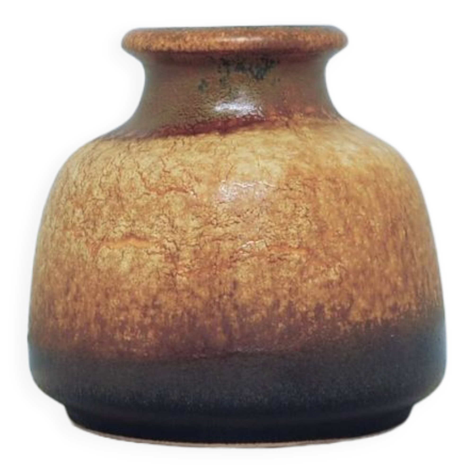 vintage wide low yellow crackle West Germany vase Scheurich