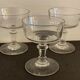 3 old champagne cups in blown and bubbled glass