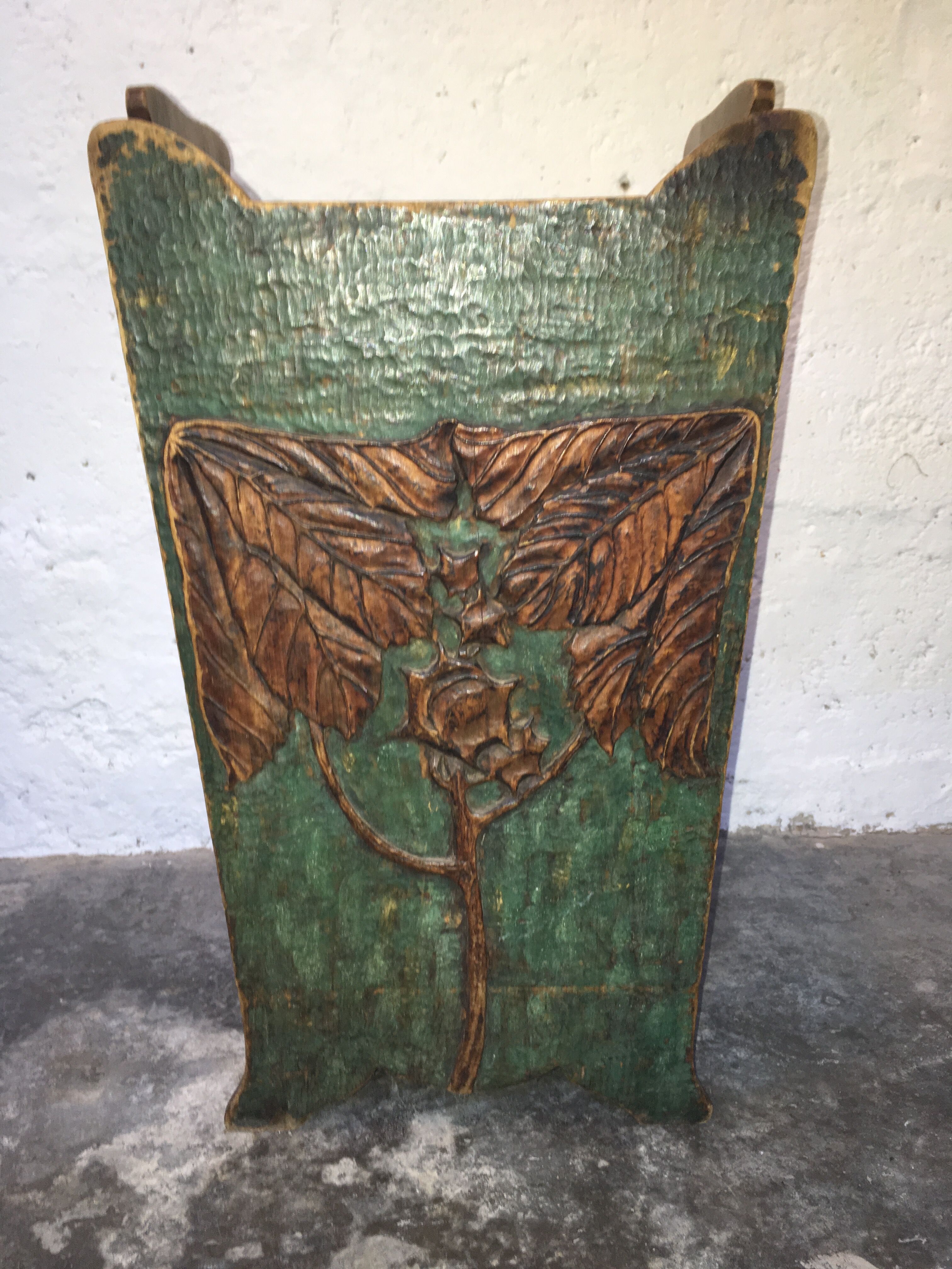 Old umbrella door art deco wooden plant motifs