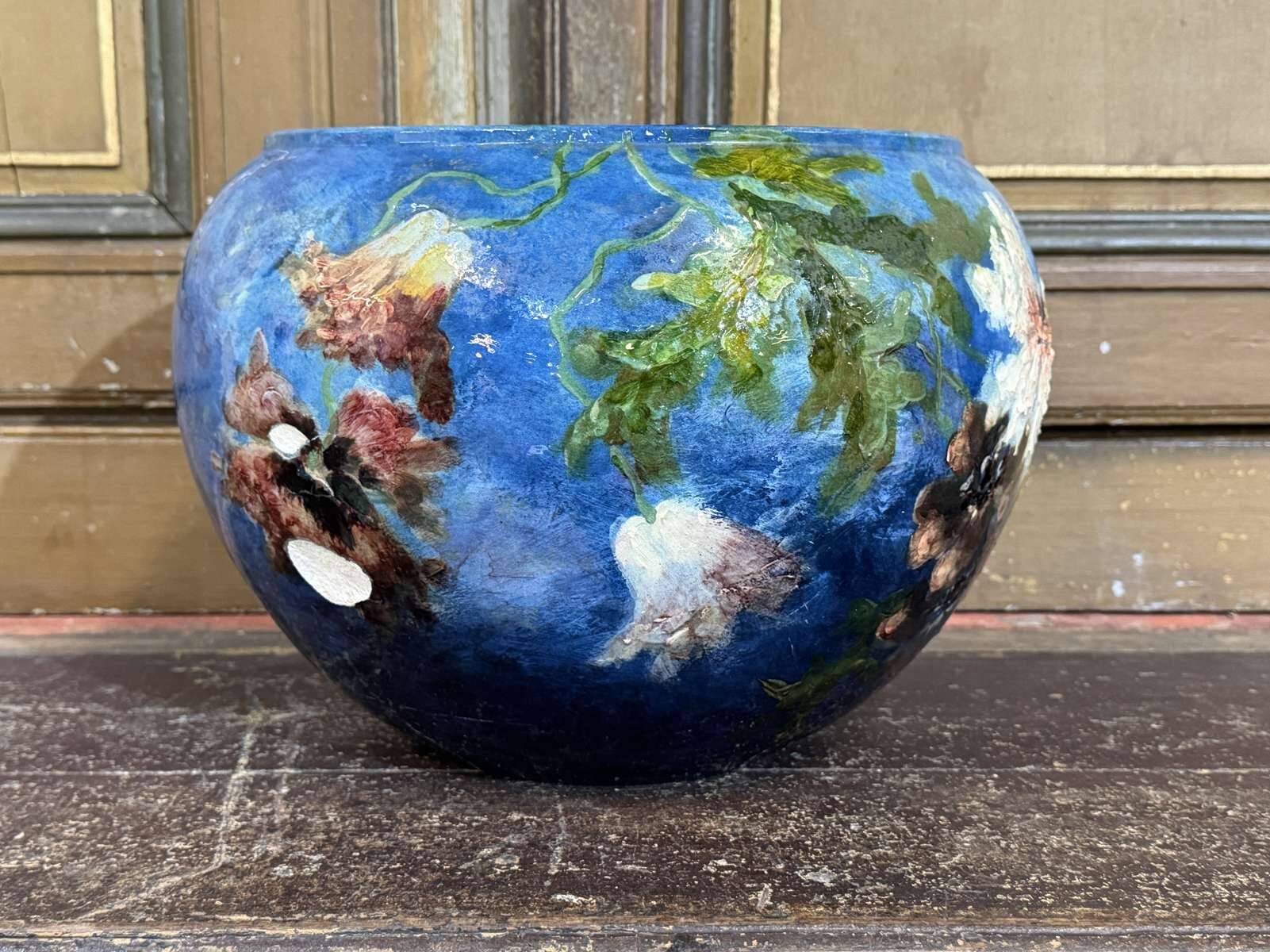 Cache pot XIXème à décor impressionniste