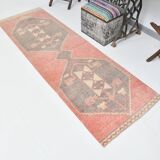 2x8 Soft Pastel Red Turkish Vintage Runner Rug, 78x246Cm FREE SHIPPING