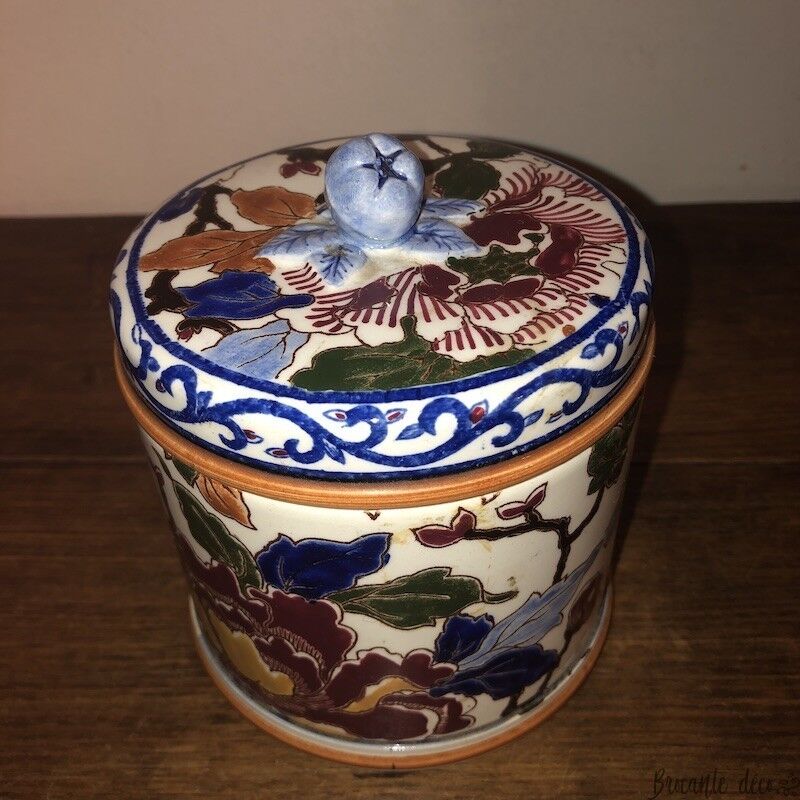 Old box, snuffbox Gien, Peony decoration