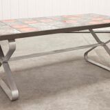 Seventies iron and ceramic coffee table