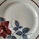 6 Digoin Sarreguemines Sobral plates in raspberry and grey-blue.