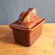 Vintage Rabbit Terrine in Glazed Ceramic - Brown Barbotine