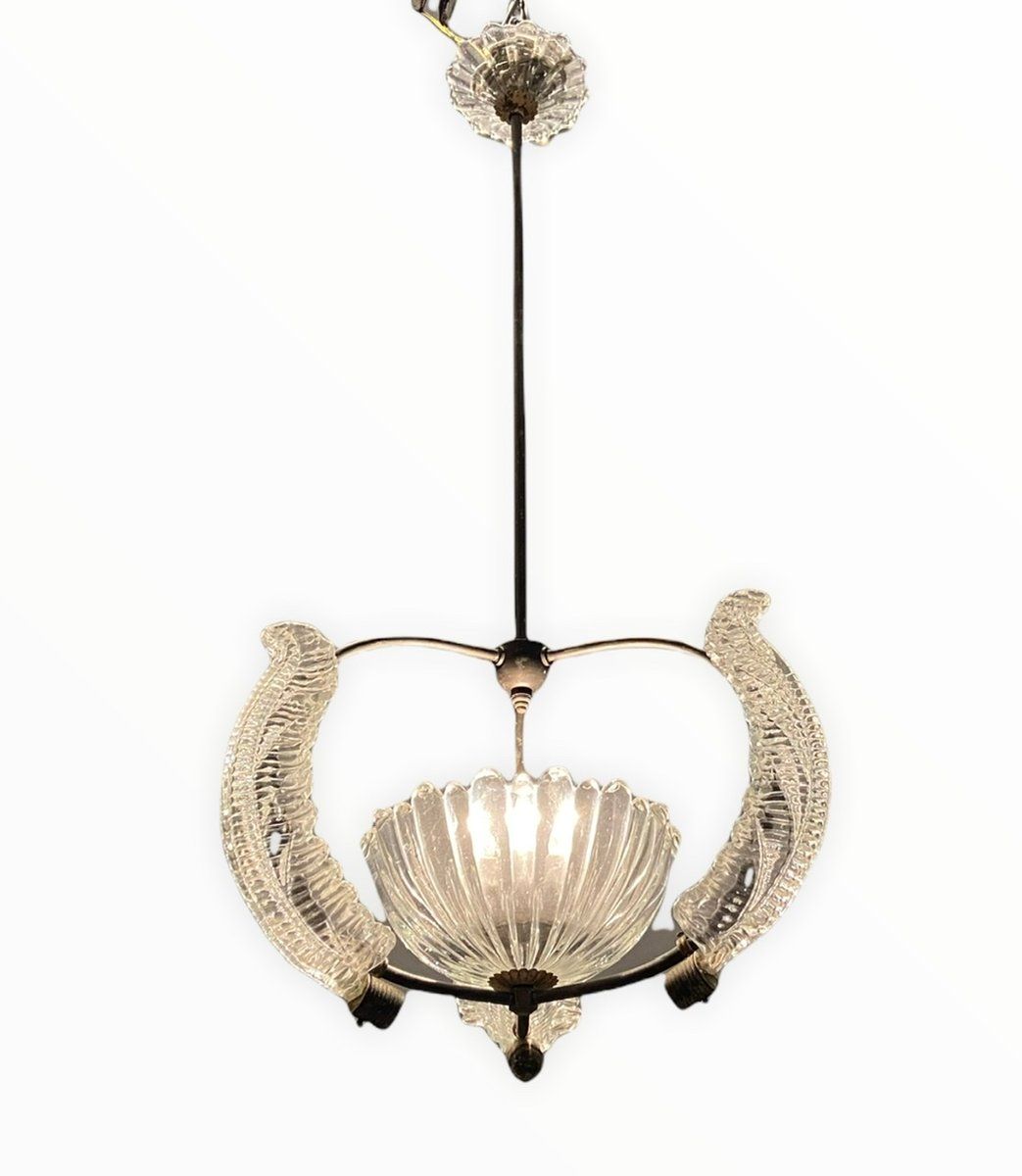 Italian Murano Glass Pendant Lamp by Ercole Barovier, 1940s