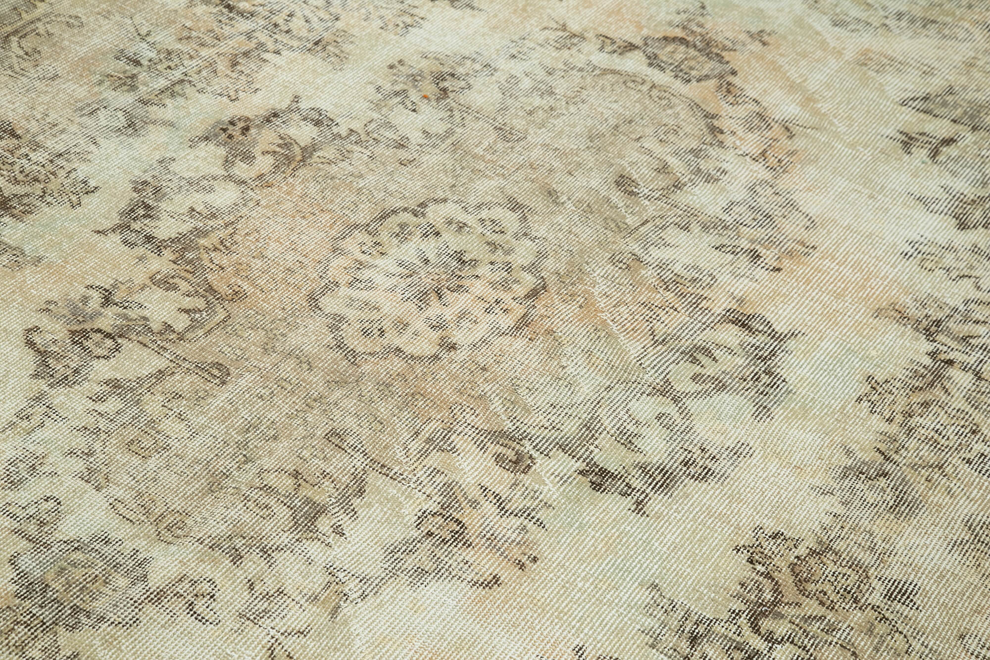 Anatolian handwoven vintage 1970s beige carpet 160 cm x 264 cm