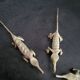 6 vintage knife rests, brass crocodiles, in excellent condition.