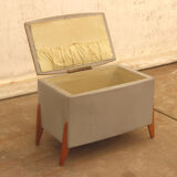 Vintage leatherette stool or laundry basket, 1980s, Czechoslovakia