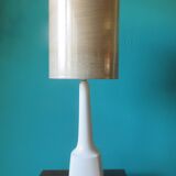 High white stone lamp, Danish design 1965 with a birch-style shade.