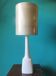 High white stone lamp, Danish design 1965 with a birch-style shade.